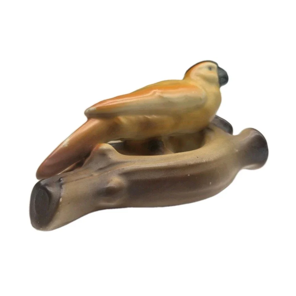 Vtg Czech Pottery Bird Pretzel Branch Vase Wall Pocket Czechoslovakia